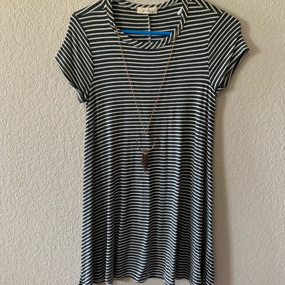 Striped dress with necklace